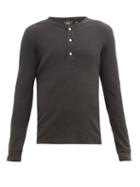 Matchesfashion.com Rrl - Cotton Waffle-piqu Henley Shirt - Mens - Black