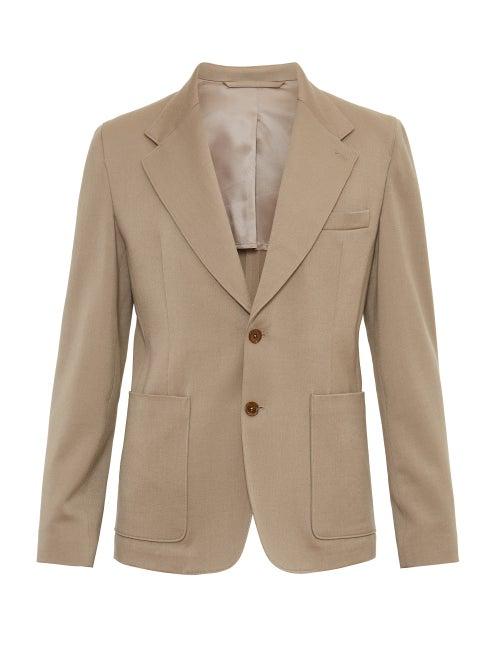 Lemaire - Single-breasted Wool-twill Suit Jacket - Mens - Light Brown