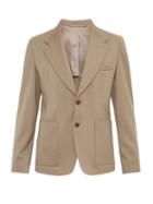 Lemaire - Single-breasted Wool-twill Suit Jacket - Mens - Light Brown