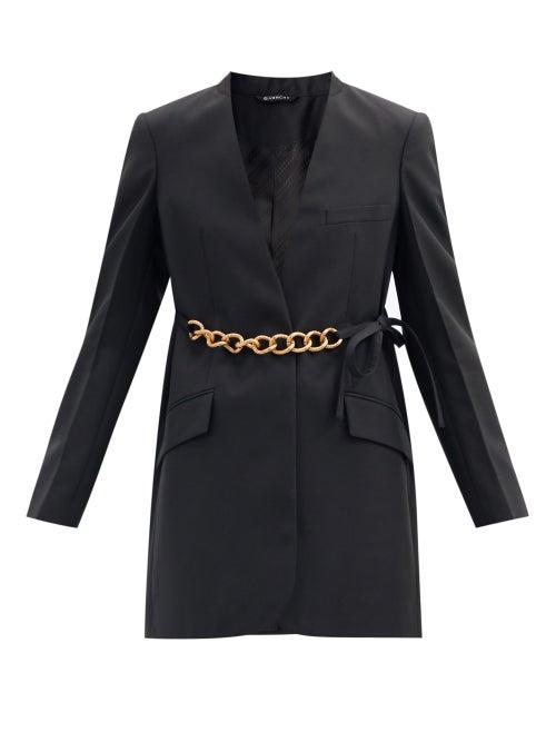Matchesfashion.com Givenchy - Chain-belt Wool-crepe Suit Jacket - Womens - Black