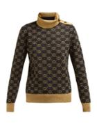 Matchesfashion.com Gucci - Gg-jacquard Wool-blend Sweater - Womens - Black Gold