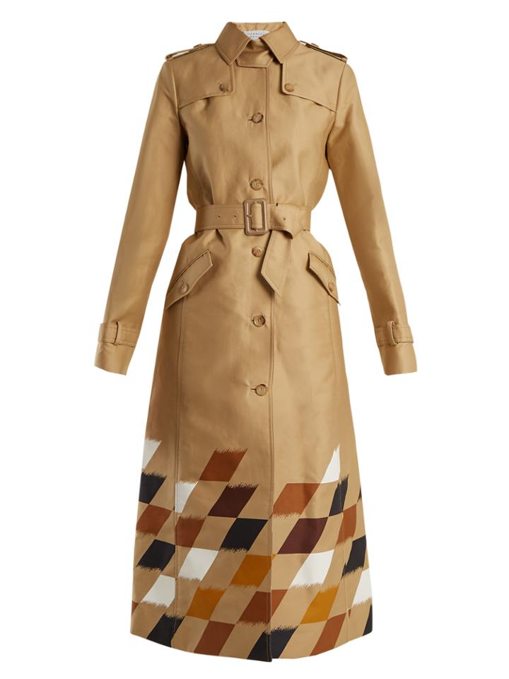 Gabriela Hearst Rosalie Geometric-print Cotton Trench Coat