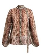 Matchesfashion.com Elie Saab - Python Print Slit Sleeve Blouse - Womens - Animal