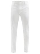 Matchesfashion.com Dolce & Gabbana - Tapered-leg Cotton-blend Twill Trousers - Mens - White