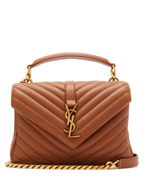 Matchesfashion.com Saint Laurent - College Monogram Quilted Leather Cross Body Bag - Womens - Tan