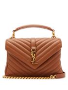 Matchesfashion.com Saint Laurent - College Monogram Quilted Leather Cross Body Bag - Womens - Tan