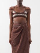 Jacquemus - Sognu Striped Ribbed Jersey Cropped Top - Womens - Brown Multi