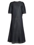 Matchesfashion.com Marni - Gathered Back Raw Denim Dress - Womens - Dark Indigo