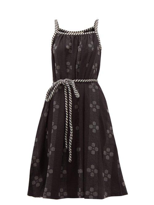 Matchesfashion.com Ace & Jig - Noelle Belted Waist Cotton Dress - Womens - Black White