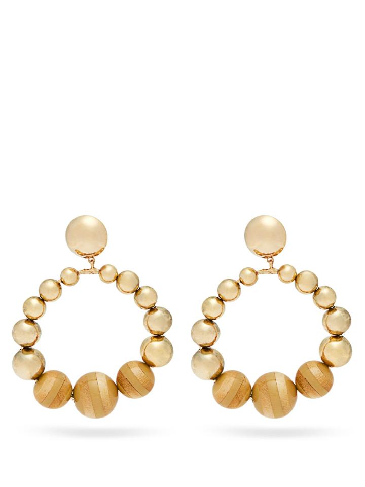 Rosantica By Michela Panero Cicala Metal And Wood Hoop Drop Earrings