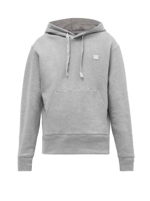 Matchesfashion.com Acne Studios - Ferris Face Cotton Hooded Sweatshirt - Mens - Light Grey