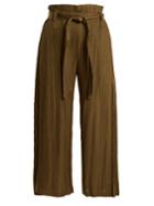 Pleats Please Issey Miyake Paperbag-waist Pleated Cropped Trousers