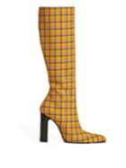 Balenciaga Block-heel Checked-wool Boots