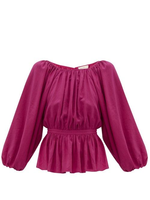 Matchesfashion.com Mara Hoffman - Maud Cinched Waist Poplin Blouse - Womens - Pink