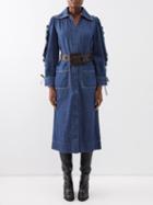Sea - Fallon Lace-sleeve Denim Shirt Dress - Womens - Blue