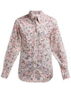 Matchesfashion.com Isabel Marant Toile - Emelina Leaf Print Cotton Shirt - Womens - White Multi