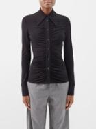 Proenza Schouler White Label - Ruched Crepe Shirt - Womens - Black