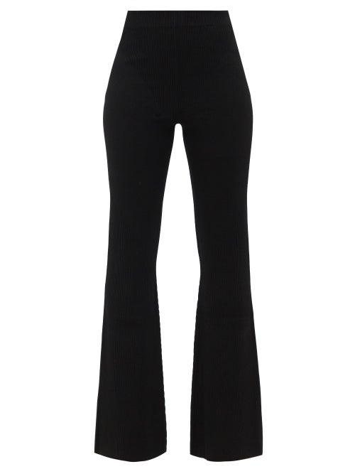 Gauge81 - Lajas Ribbed-jersey Flared-leg Trousers - Womens - Black