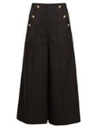 Lanvin High-rise Wide-leg Wool Cropped Trousers