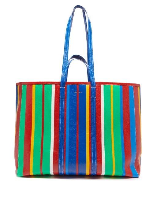 Balenciaga - Barbs Striped Leather Tote Bag - Womens - Multi