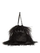Attico Feather-trimmed Velvet Drawstring Pouch