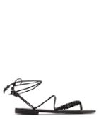 Matchesfashion.com Lvaro - Akaiah Beaded Wraparound Leather Sandals - Womens - Black