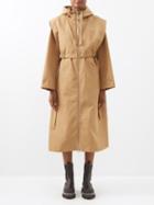 Ganni - Zipped Hooded Gabardine Coat - Womens - Beige