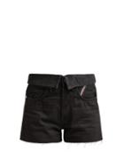 Matchesfashion.com Jean Atelier - Flip Fold Over Denim Shorts - Womens - Black