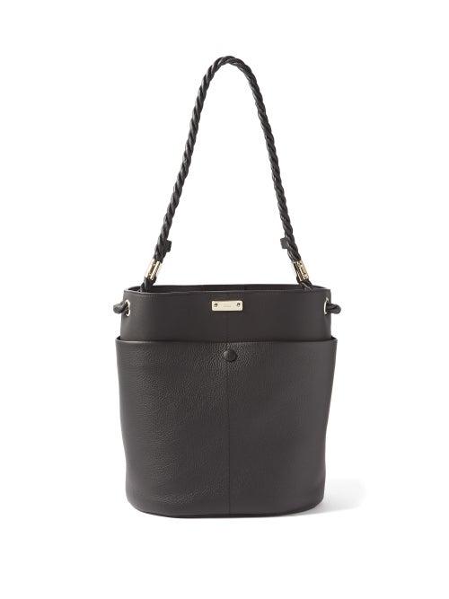 Chlo - Key Twisted-strap Leather Bucket Bag - Womens - Black