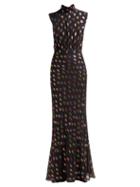 Matchesfashion.com Saloni - Fleur Geometric Fil Coup Silk Blend Gown - Womens - Black Multi