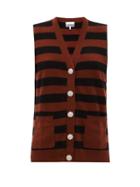 Matchesfashion.com Ganni - Crystal-button Cashmere Sleeveless Sweater - Womens - Black Brown