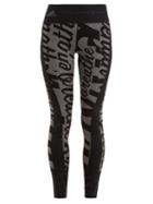 Matchesfashion.com Adidas By Stella Mccartney - Writing Print Stretch Training Leggings - Womens - Black Multi