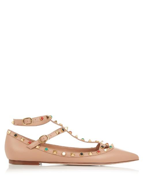 Valentino Rolling Rockstud Leather Flats
