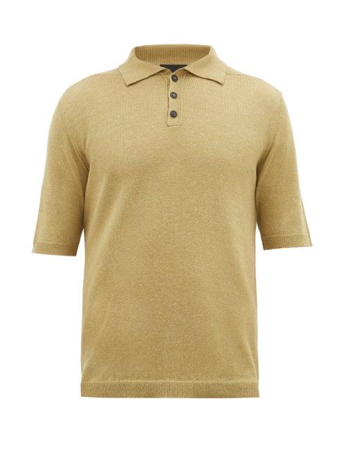 Matchesfashion.com Iris Von Arnim - Josh Knitted Wool And Linen Polo Shirt - Mens - Beige