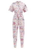 Matchesfashion.com Isabel Marant - Etundra Belted Graffiti-print Linen-blend Jumpsuit - Womens - White Print