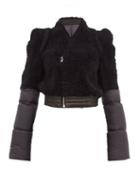 Matchesfashion.com Rick Owens - Shearling Panelled Padded Shell Jacket - Womens - Black