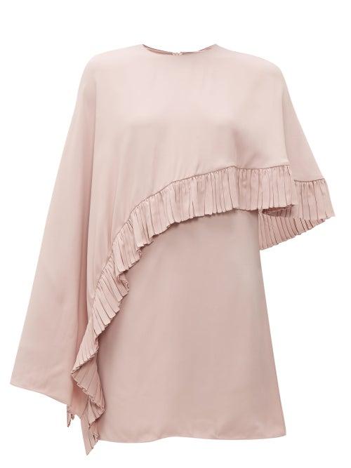 Matchesfashion.com Valentino - Asymmetric Cape Crepe Mini Dress - Womens - Pink