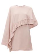 Matchesfashion.com Valentino - Asymmetric Cape Crepe Mini Dress - Womens - Pink