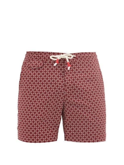Matchesfashion.com Orlebar Brown - Standard Geometric-print Swim Shorts - Mens - Red