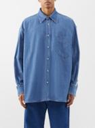 Mm6 Maison Margiela - Patch-pocket Denim Shirt - Mens - Light Blue