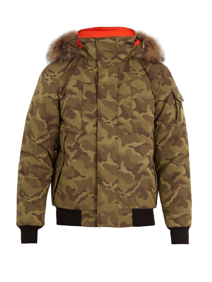 Kanuk Corbeau H/m Fur-trimmed Camouflage Bomber Jacket