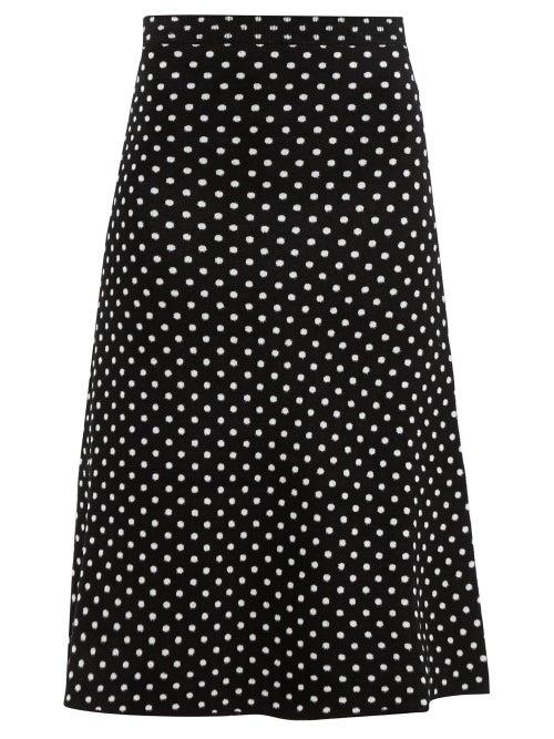 Matchesfashion.com Balenciaga - Polka Dot Jacquard Velvet Skirt - Womens - Black White