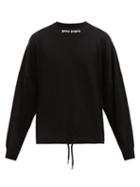 Matchesfashion.com Palm Angels - Logo Print Drawstring Wool Sweatshirt - Mens - Black