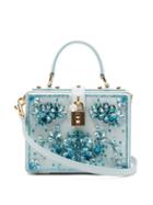 Matchesfashion.com Dolce & Gabbana - Dolce Box Crystal-embellished Satin Handbag - Womens - Blue