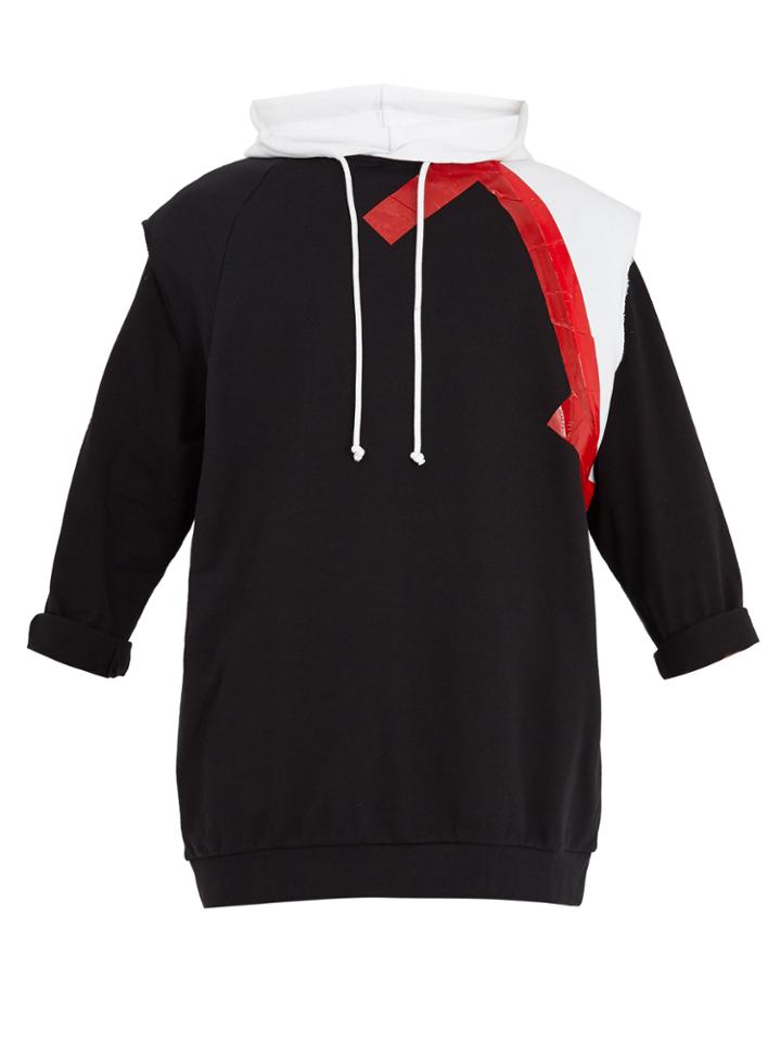 Raf Simons Tape-print Bi-colour Sleeveless Cotton Sweatshirt