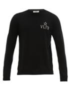 Matchesfashion.com Valentino - Vltnstar Logo-intarsia Wool-blend Sweater - Mens - Black White
