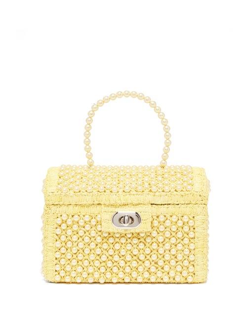 Matchesfashion.com Shrimps - Gaia Faux Pearl Treasure Chest Handbag - Womens - Pale Yellow