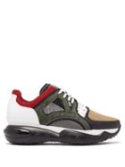 Matchesfashion.com Fendi - Exaggerated-sole Leather And Mesh Trainers - Mens - Grey Multi