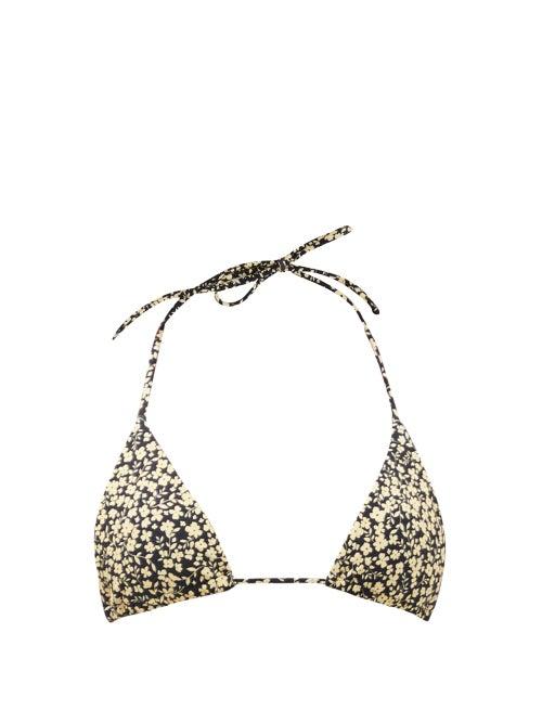 Matchesfashion.com Matteau - The String Triangle Bikini Top - Womens - Black Print