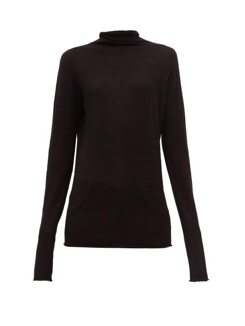 Matchesfashion.com Raey - Sheer Raw Edge Funnel Neck Cashmere Sweater - Womens - Black